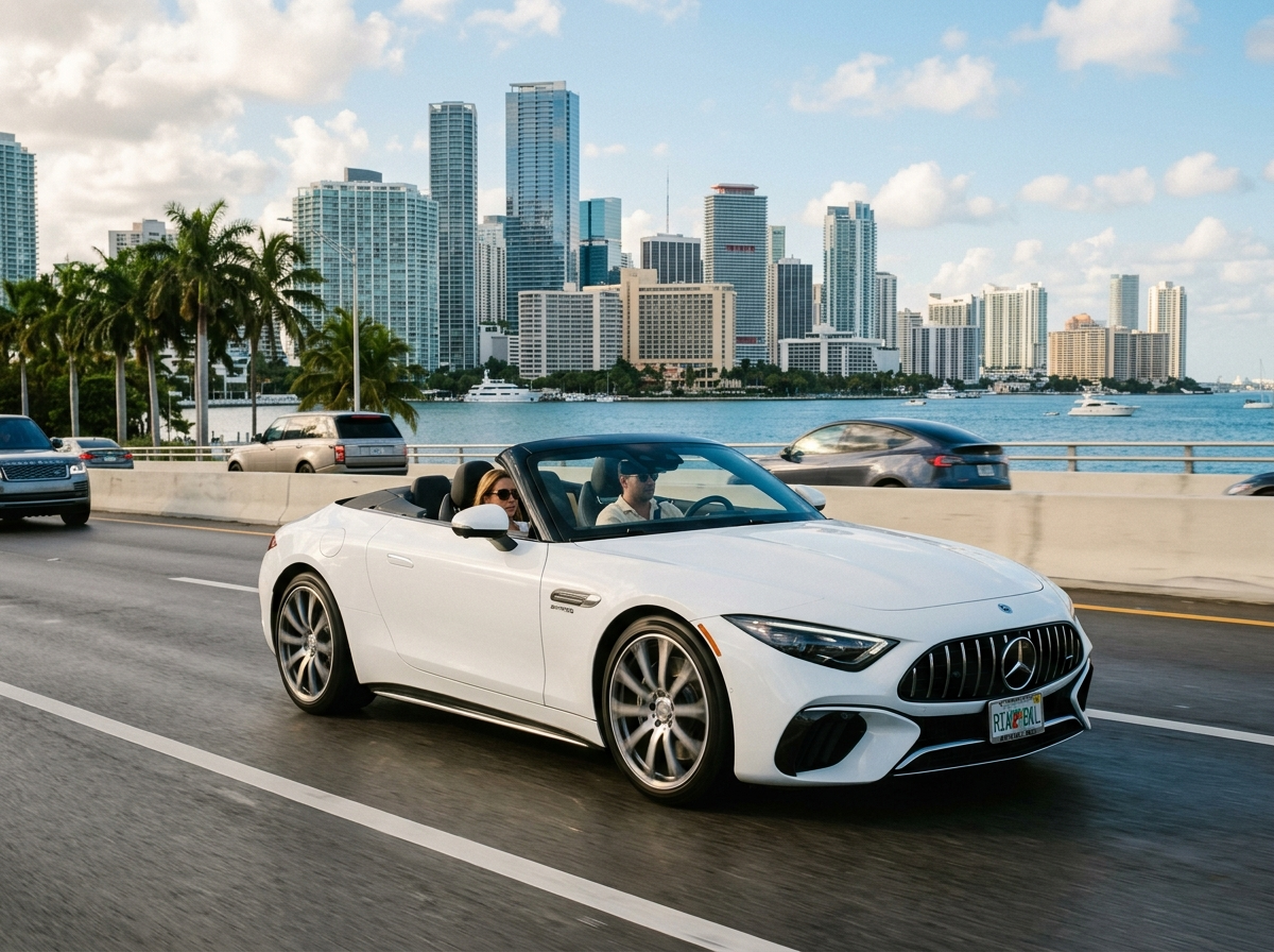 2024 Mercedes-Benz SL convertible white rental Miami Beach Brickell