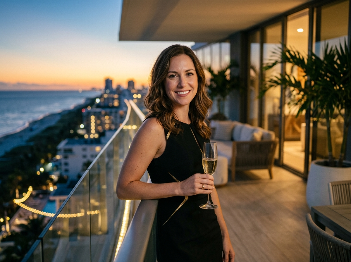 Sophia R. — anniversary trip South Beach luxury rental client portrait